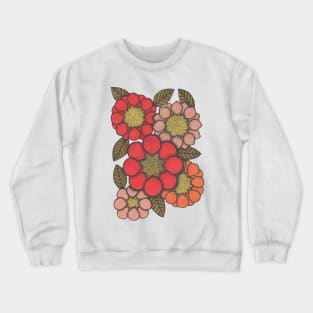 Flower Power, orange and pink, retro florals Crewneck Sweatshirt